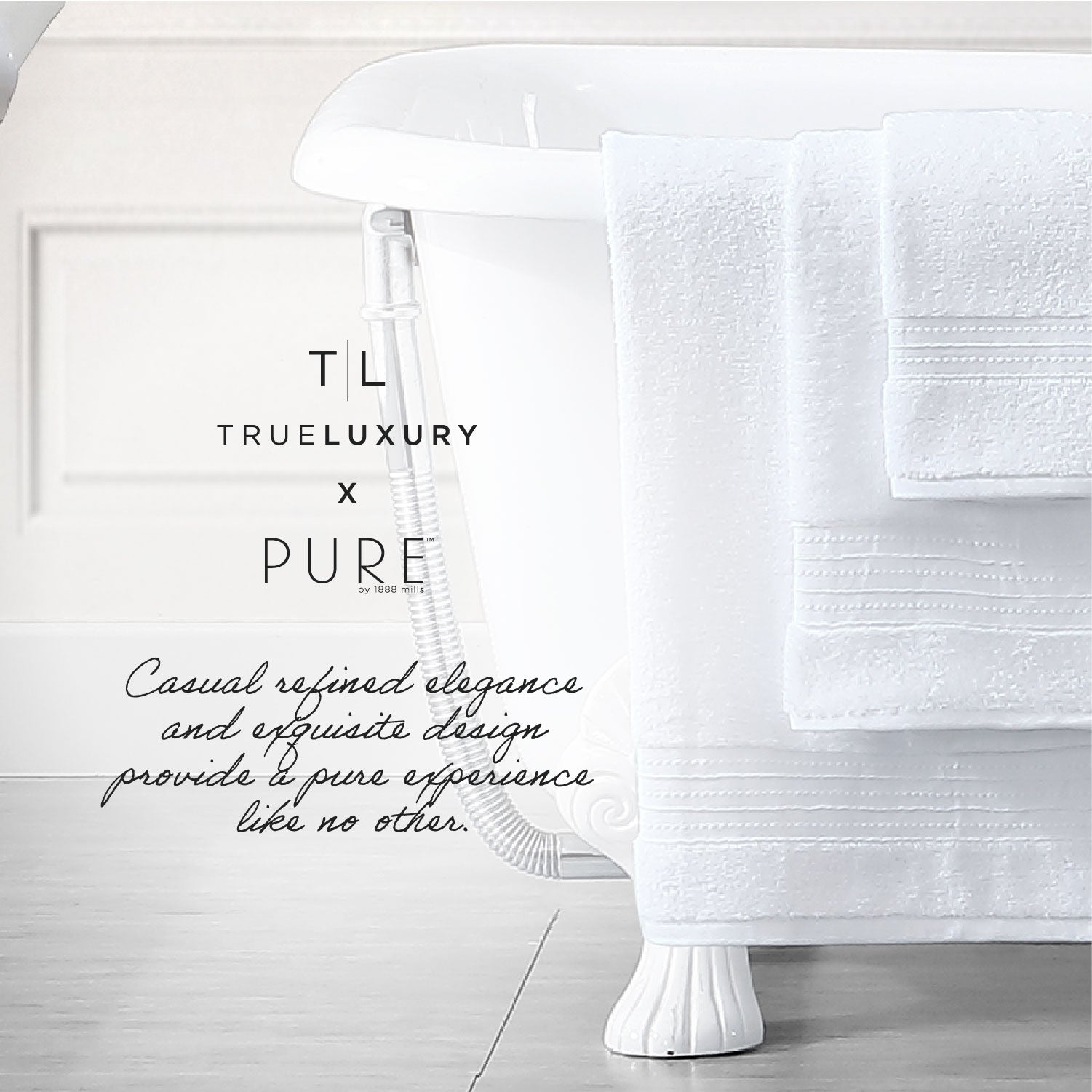 1888 Mills Pure Terry Bath Towels 30x56 100% Supima Cotton Loops White 2 Dz  Per Case