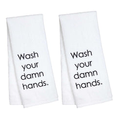 Mill & Thread 2pk Embroidered Hand Towel - Wash Your Damn Hands